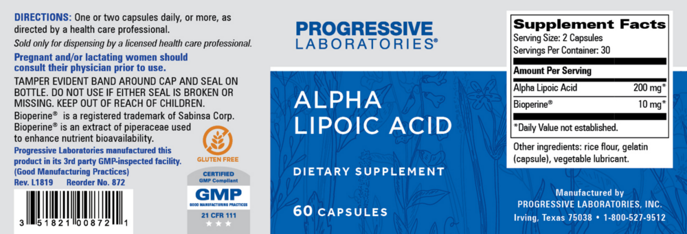 Product image for Alpha Lipoic Acid 200mg.