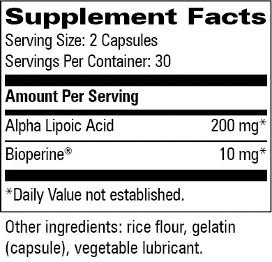 Product image for Alpha Lipoic Acid 200mg.