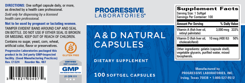 Product image for A and D Natural Capsules.