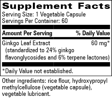 Product image for Ginkgo Biloba 60mg.