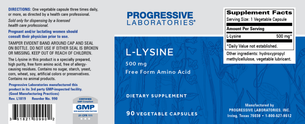 Product image for L-Lysine 500mg.