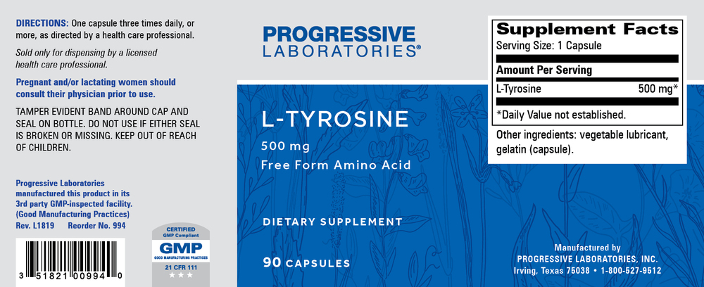 Product image for L-Tyrosine 500mg.