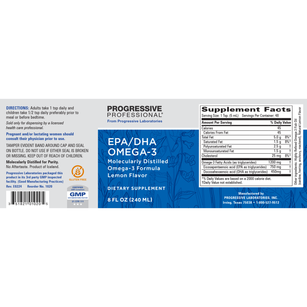 Product image for EPA-DHA Omega 3 Liquid.