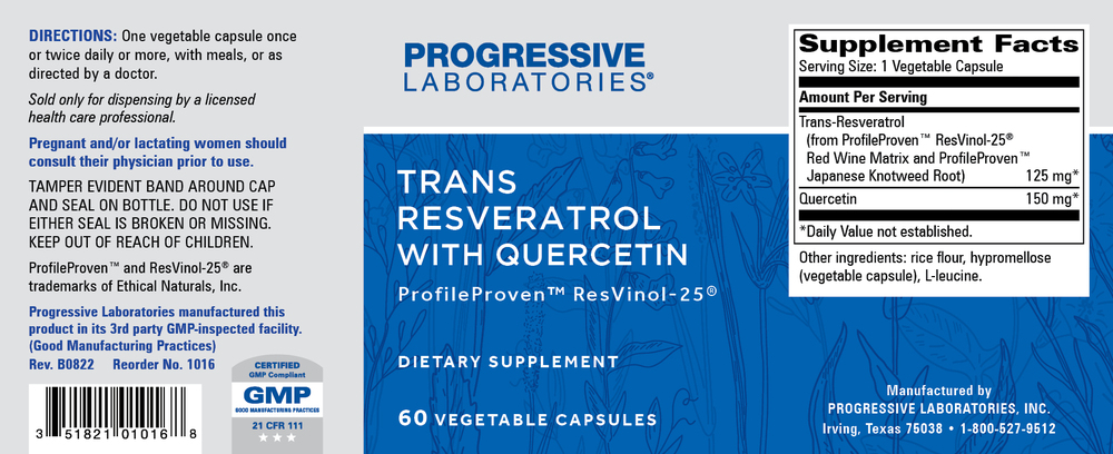 Product image for Trans-Resveratrol w/ Quercetin 125mg.