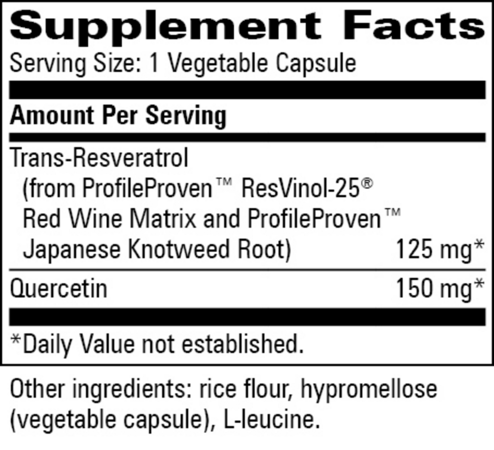 Product image for Trans-Resveratrol w/ Quercetin 125mg.