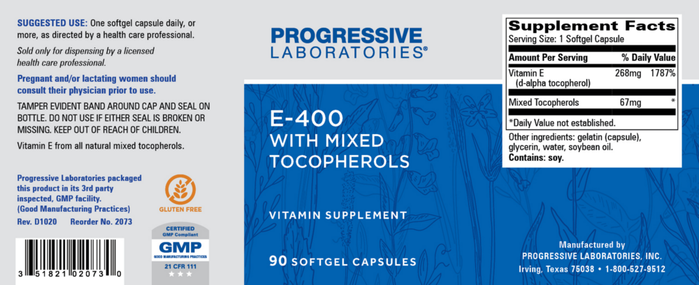 Product image for E-400 w/Mixed Tocopherols.