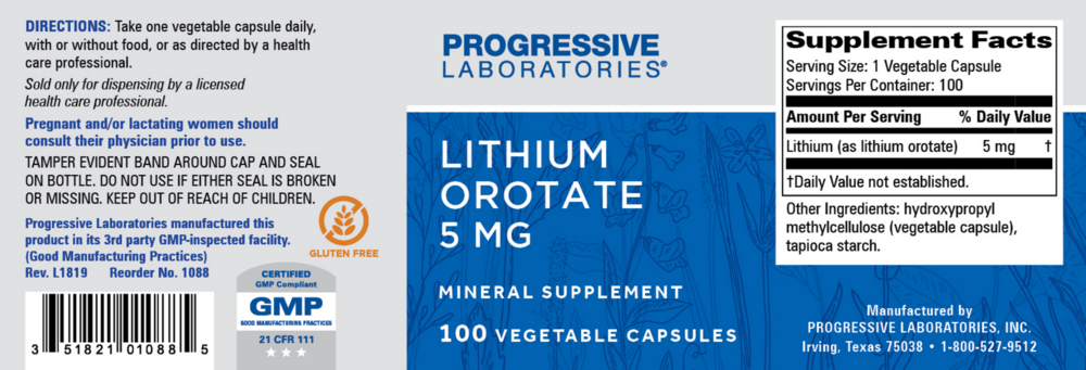 Product image for Lithium Orotate 5mg.
