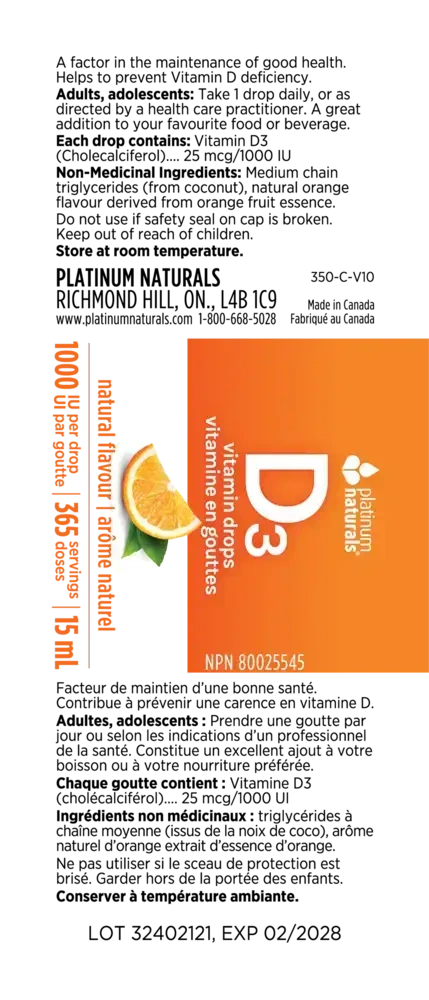 Product image for Vitamin D3 Drops Orange.