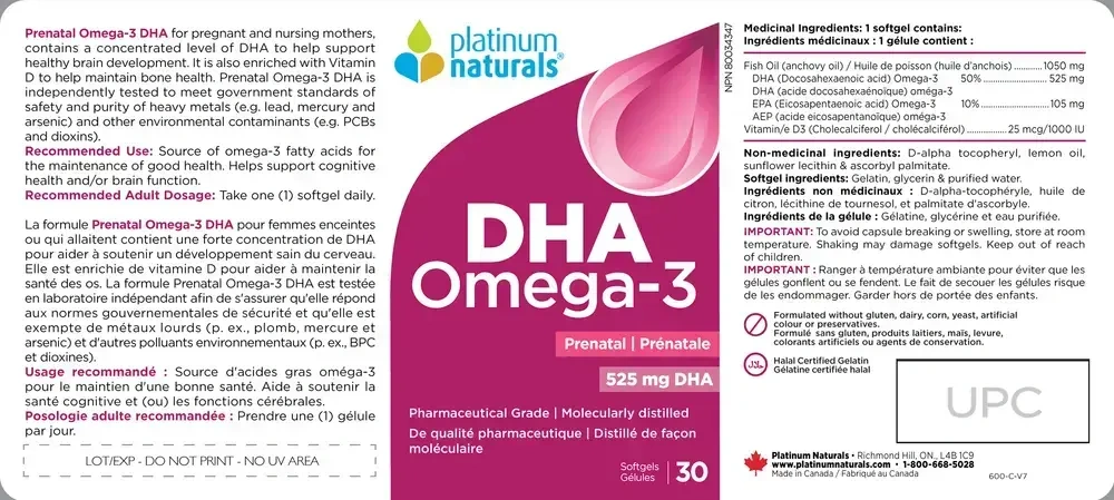 Product image for Prenatal Omega-3 DHA Softgels.