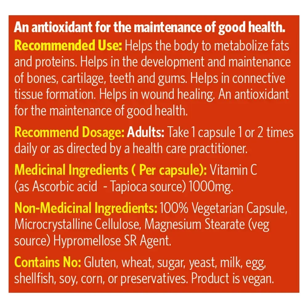 Product image for Vitamin C 1000mg Slow Release.