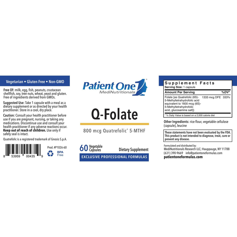 Product image for Q-Folate 800mcg (as 5-MTHF Quatrefolic).