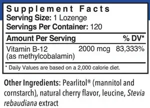 Product image for B-12 Methylcobalamin Lozenges (Fast Melt).
