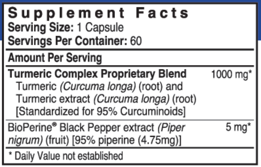 Product image for Turmeric Curcumin 1000mg.