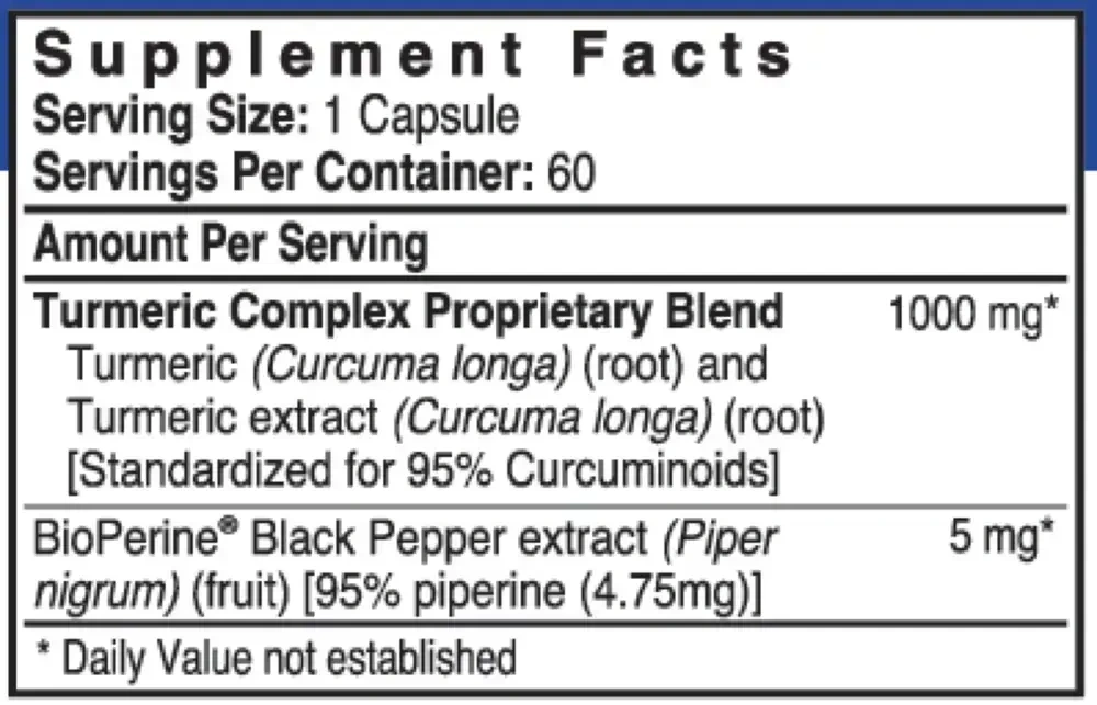 Product image for Turmeric Curcumin 1000mg.