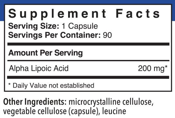 Product image for Alpha Lipoic Acid 200mg.
