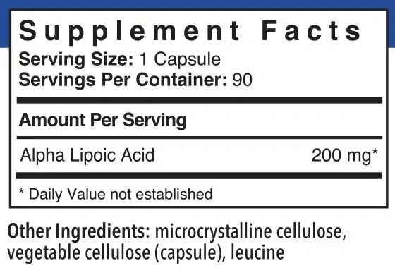 Product image for Alpha Lipoic Acid 200mg.