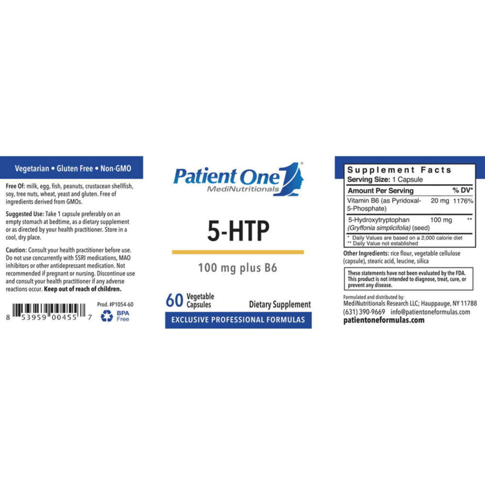 Product image for 5 HTP 100mg w/Vitamin B6.