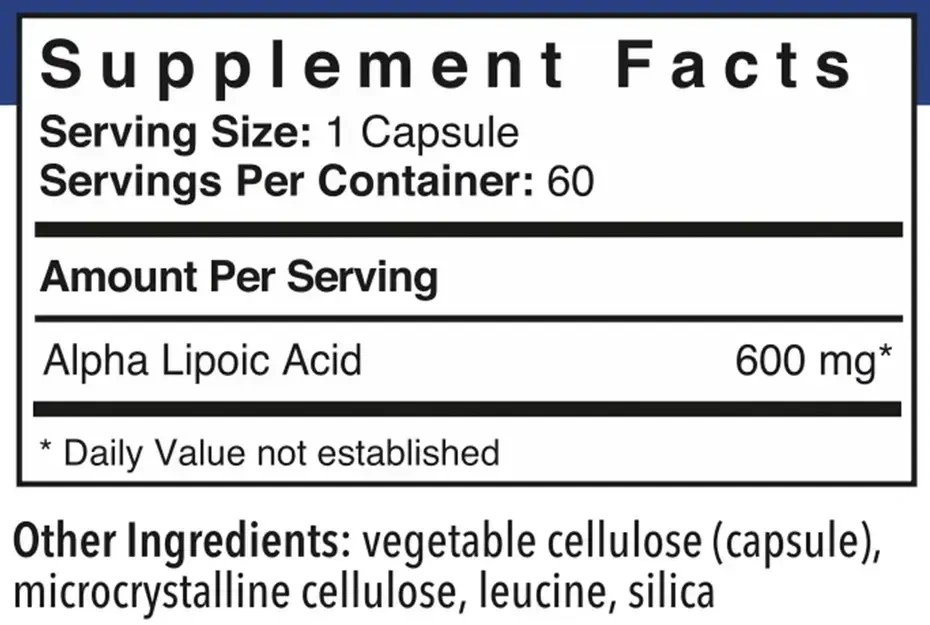 Product image for Alpha Lipoic Acid 600mg.