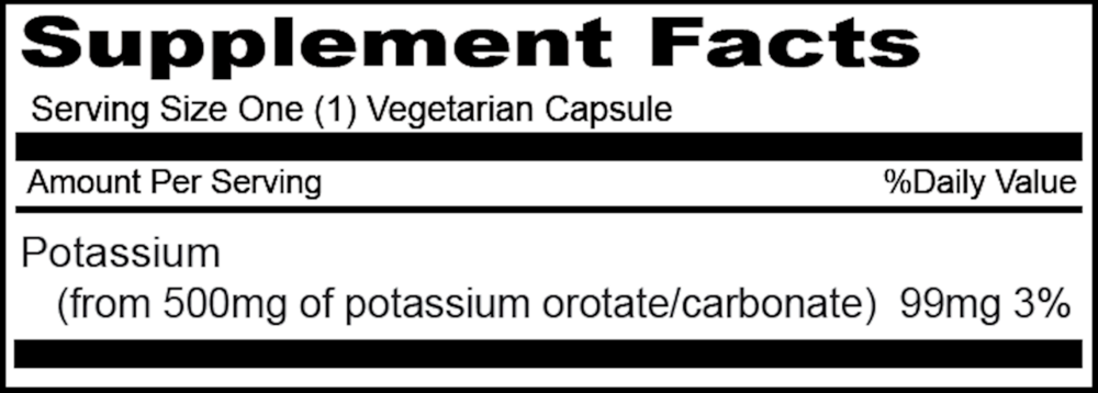 Product image for Potassium Orotate 500mg.