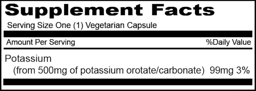 Product image for Potassium Orotate 500mg.