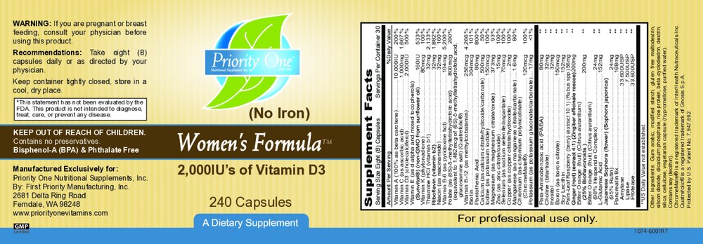 Product image for Womens Formula Iron Free.