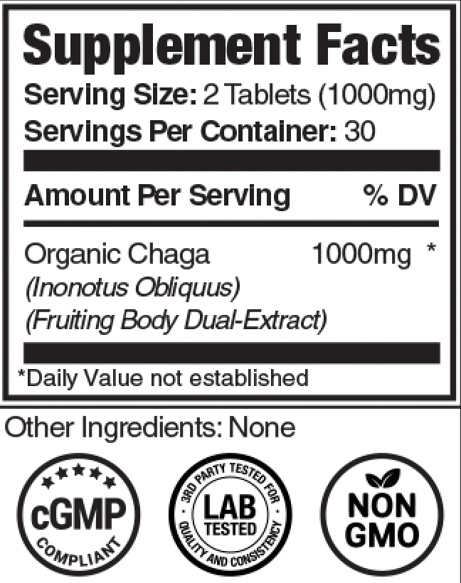 Product image for Chaga Mushroom Extract.