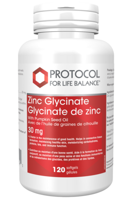 Zinc Glycinate 30 mg 120 Softgels