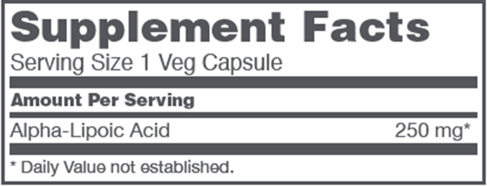 Product image for Alpha Lipoic Acid 250mg.