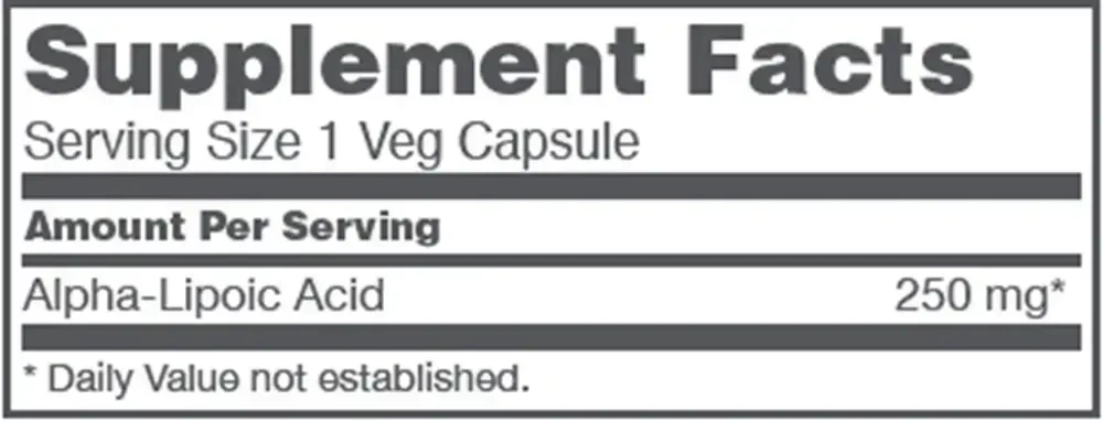 Product image for Alpha Lipoic Acid 250mg.