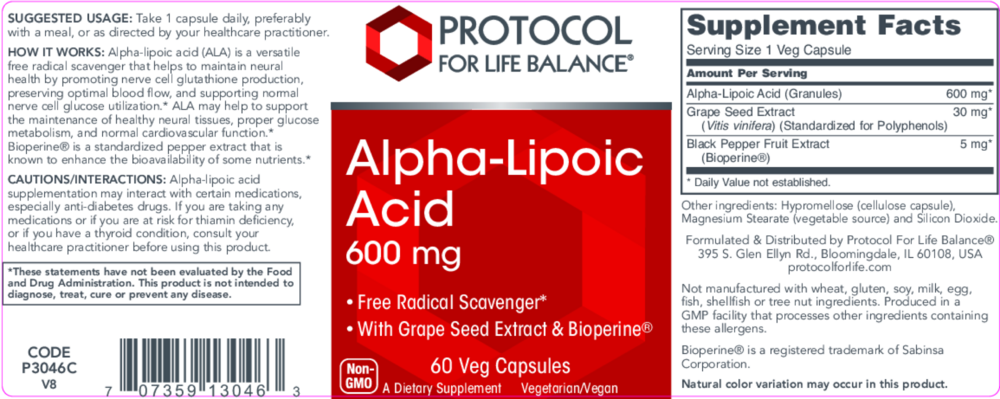 Product image for Alpha Lipoic Acid 600mg.