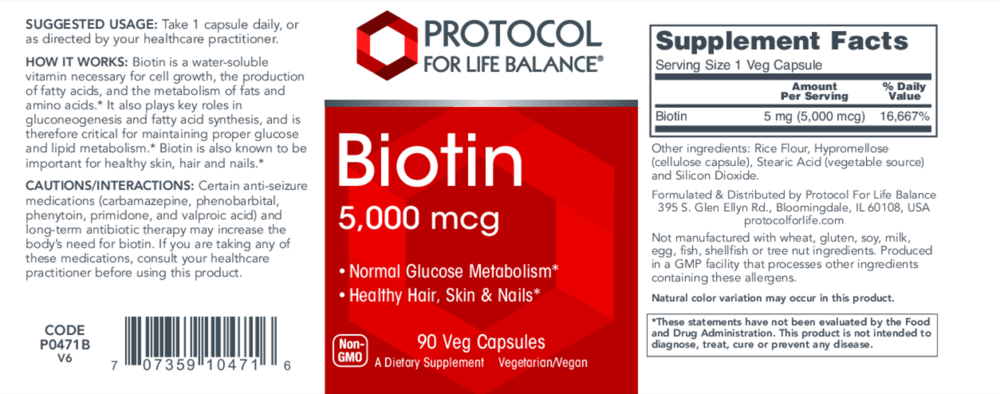Product image for Biotin 5000mcg.