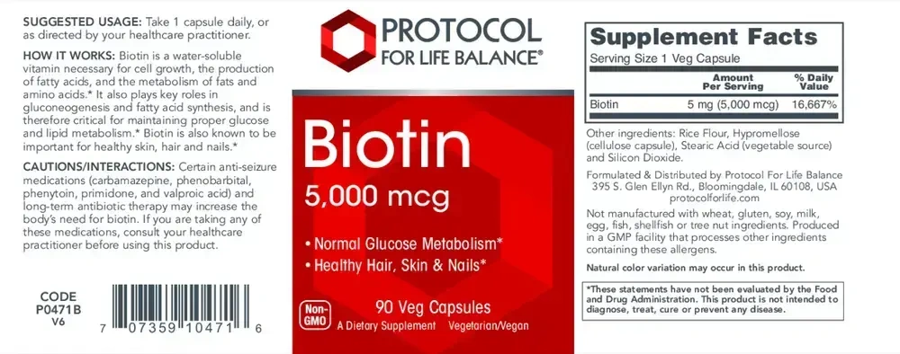 Product image for Biotin 5000mcg.