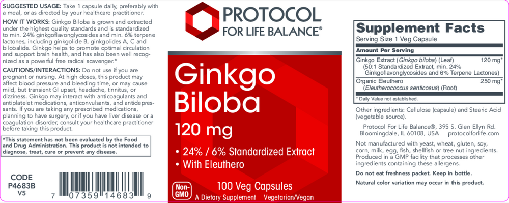 Product image for Ginkgo Biloba 120mg.
