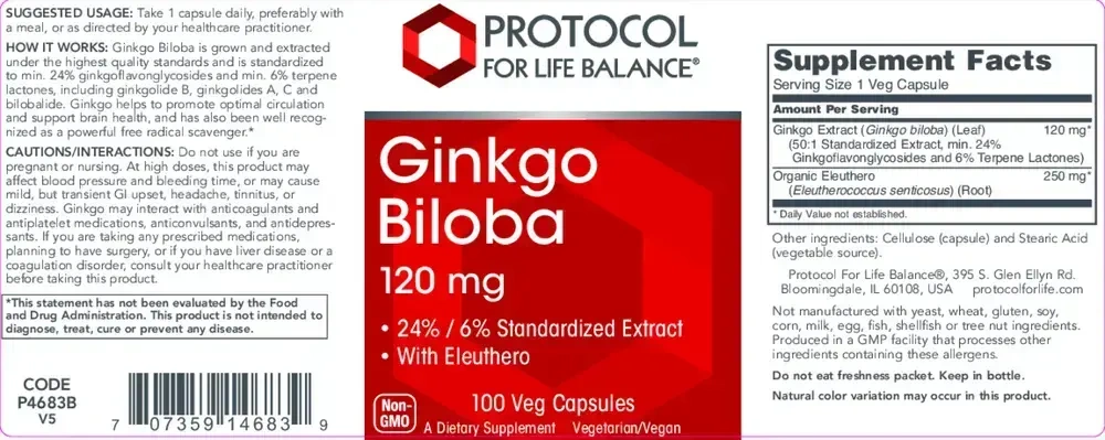Product image for Ginkgo Biloba 120mg.