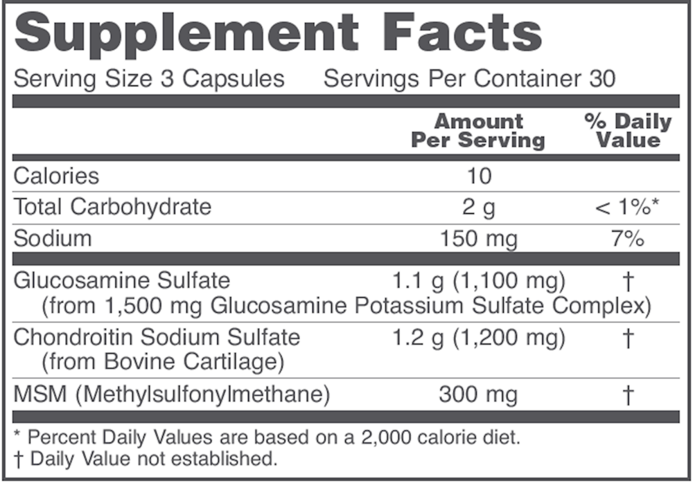 Product image for Glucosamine and Chondroitin + MSM.