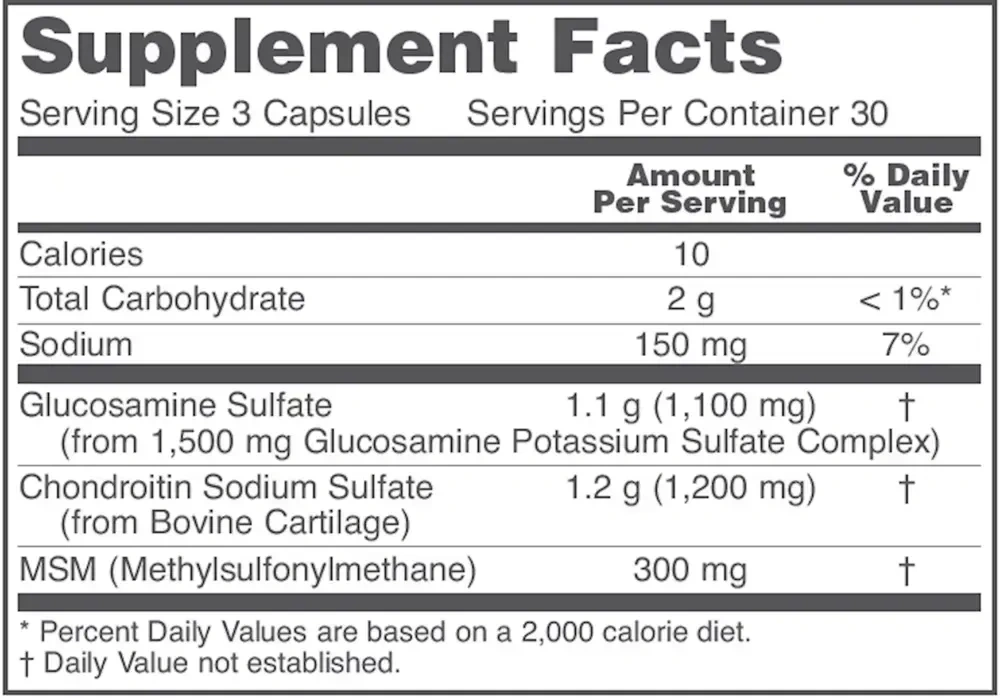Product image for Glucosamine and Chondroitin + MSM.