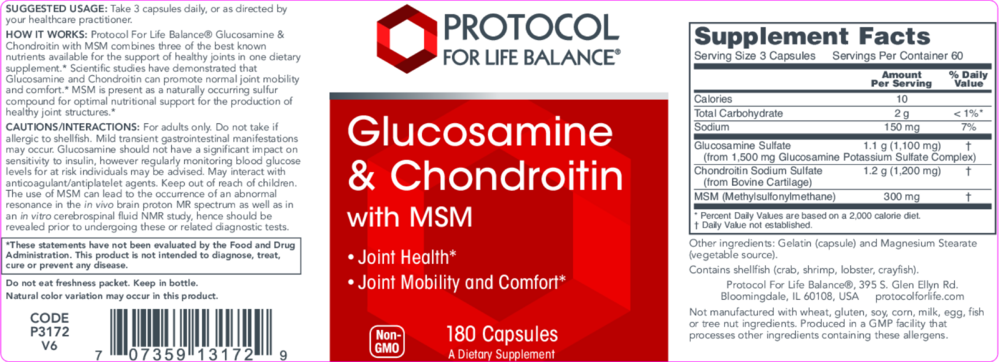 Product image for Glucosamine and Chondroitin + MSM.
