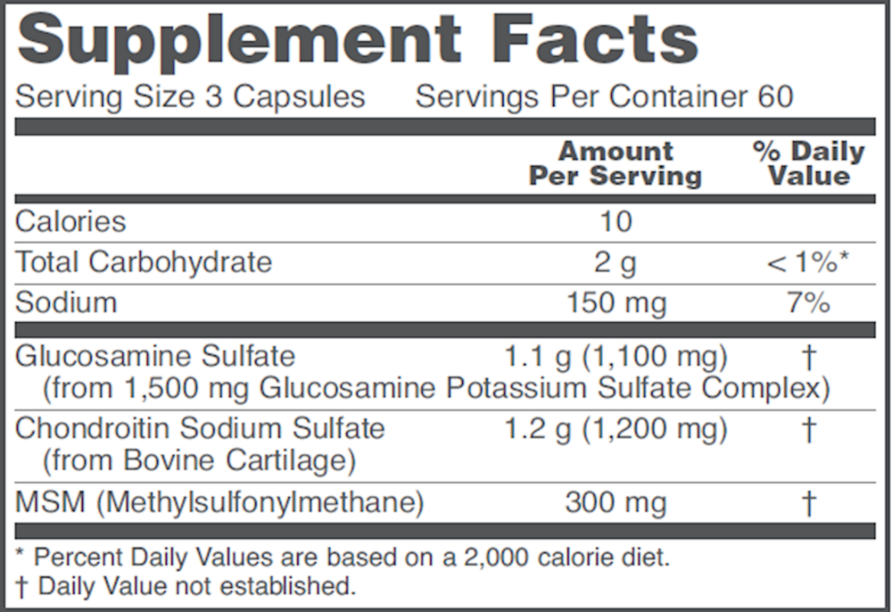 Product image for Glucosamine and Chondroitin + MSM.