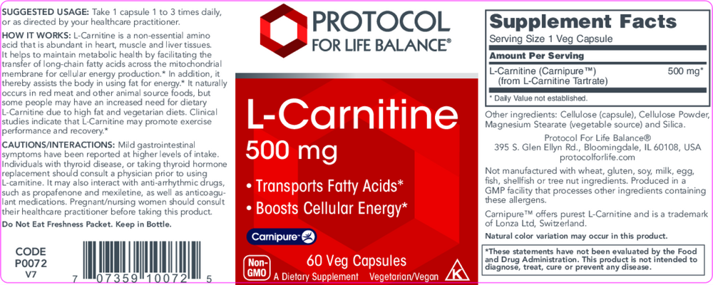 Product image for L-Carnitine 500mg.