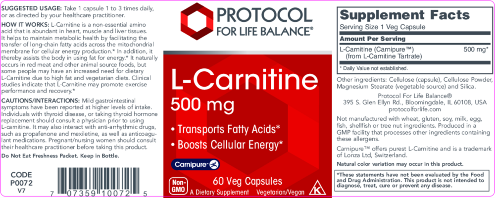 Product image for L-Carnitine 500mg.