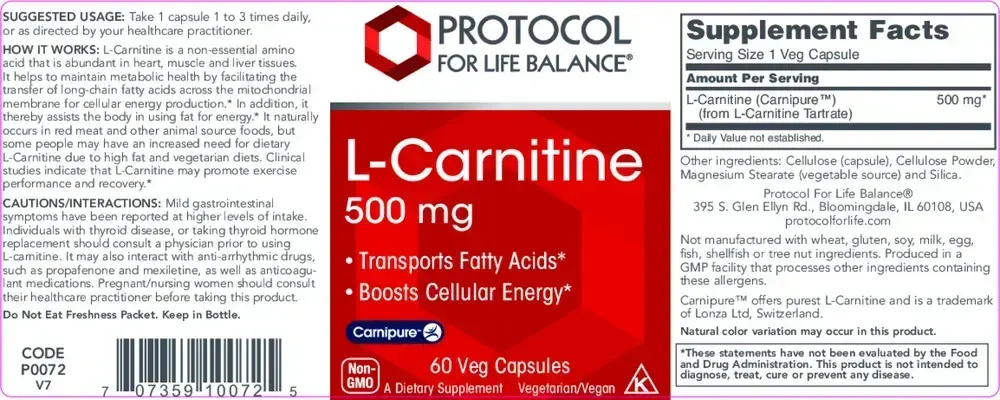 Product image for L-Carnitine 500mg.