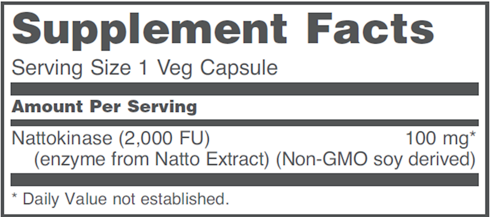 Product image for Nattokinase 100mg/2000FU units.