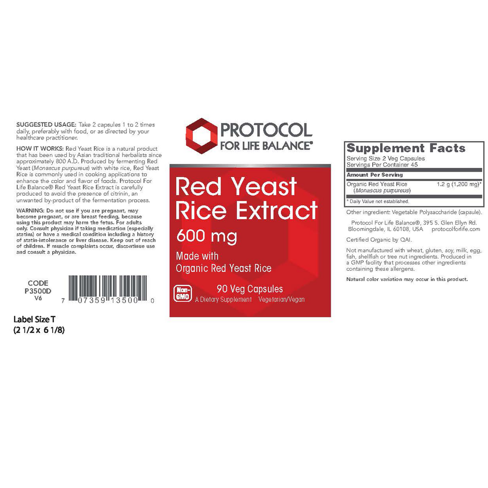 Product image for Red Yeast Rice Extract 600mg.