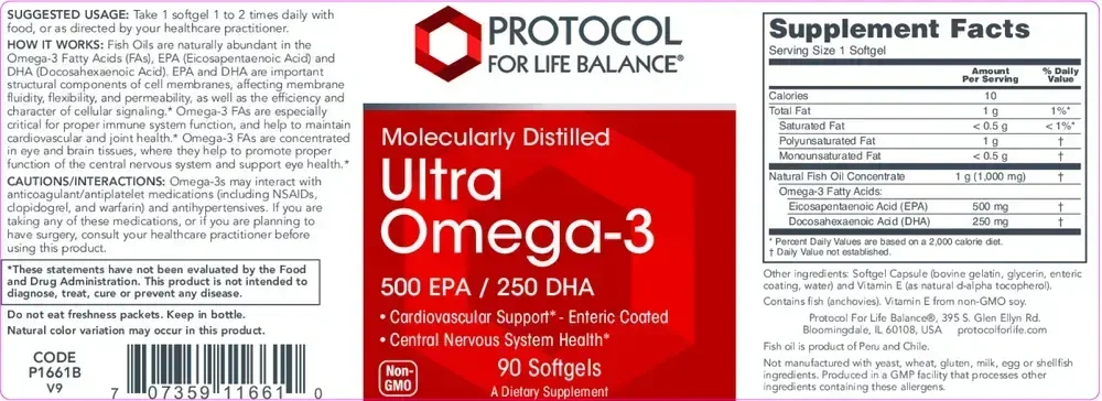 Product image for Ultra Omega-3 500EPA/250DHA.