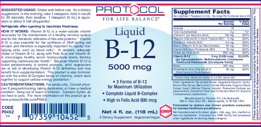 Product image for Vitamin B-12 Liquid 5000mcg.