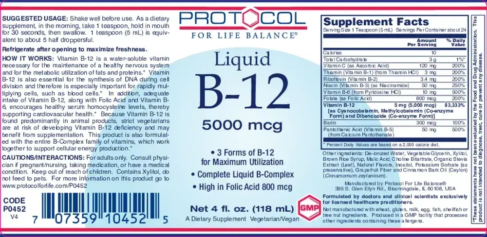 Product image for Vitamin B-12 Liquid 5000mcg.