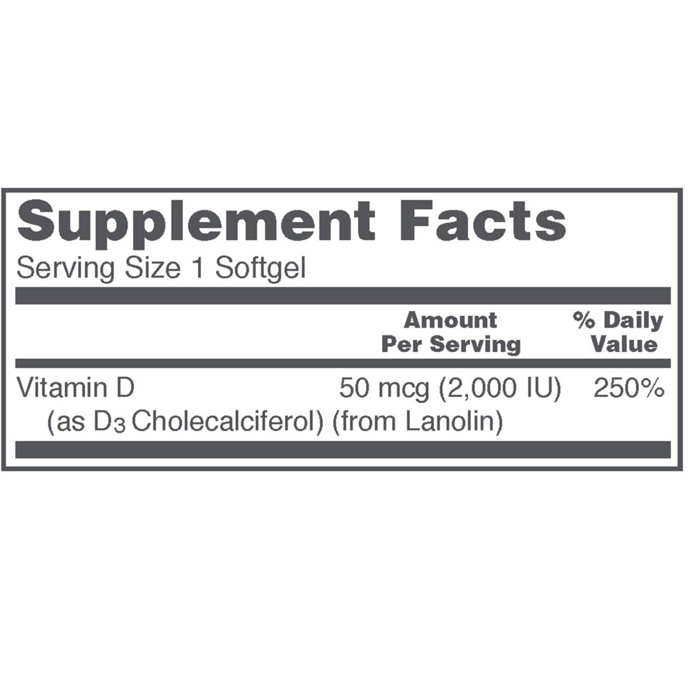 Product image for Vitamin D3 2,000IU.
