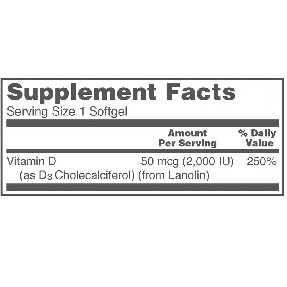 Product image for Vitamin D3 2,000IU.