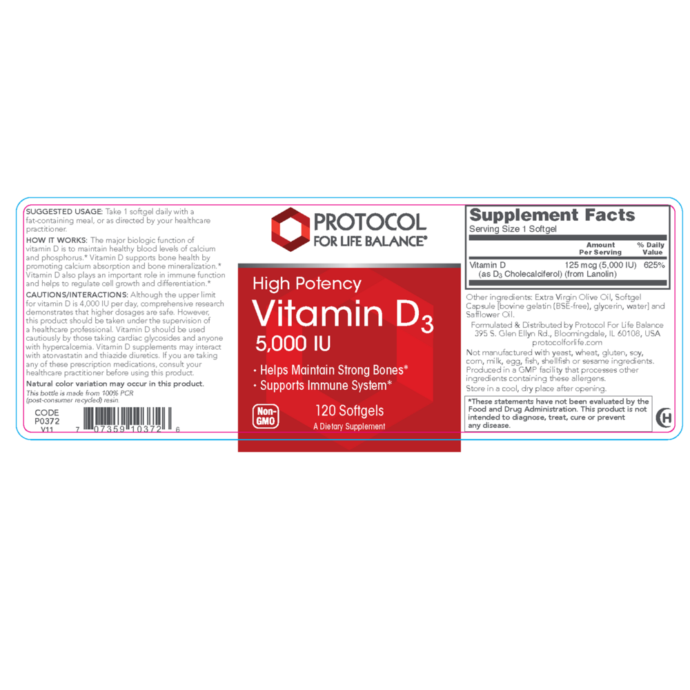 Product image for Vitamin D3 5,000IU.