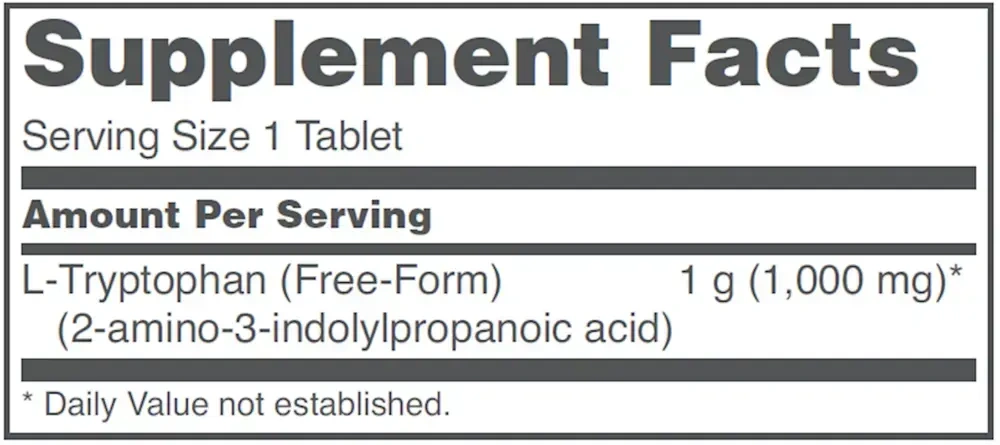 Product image for L-Tryptophan 1000mg.